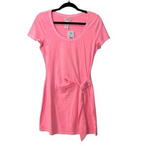 L*space Abalone Dress Front Knot Scoop Neck T-Shirt Dress Pink Women Small NWT